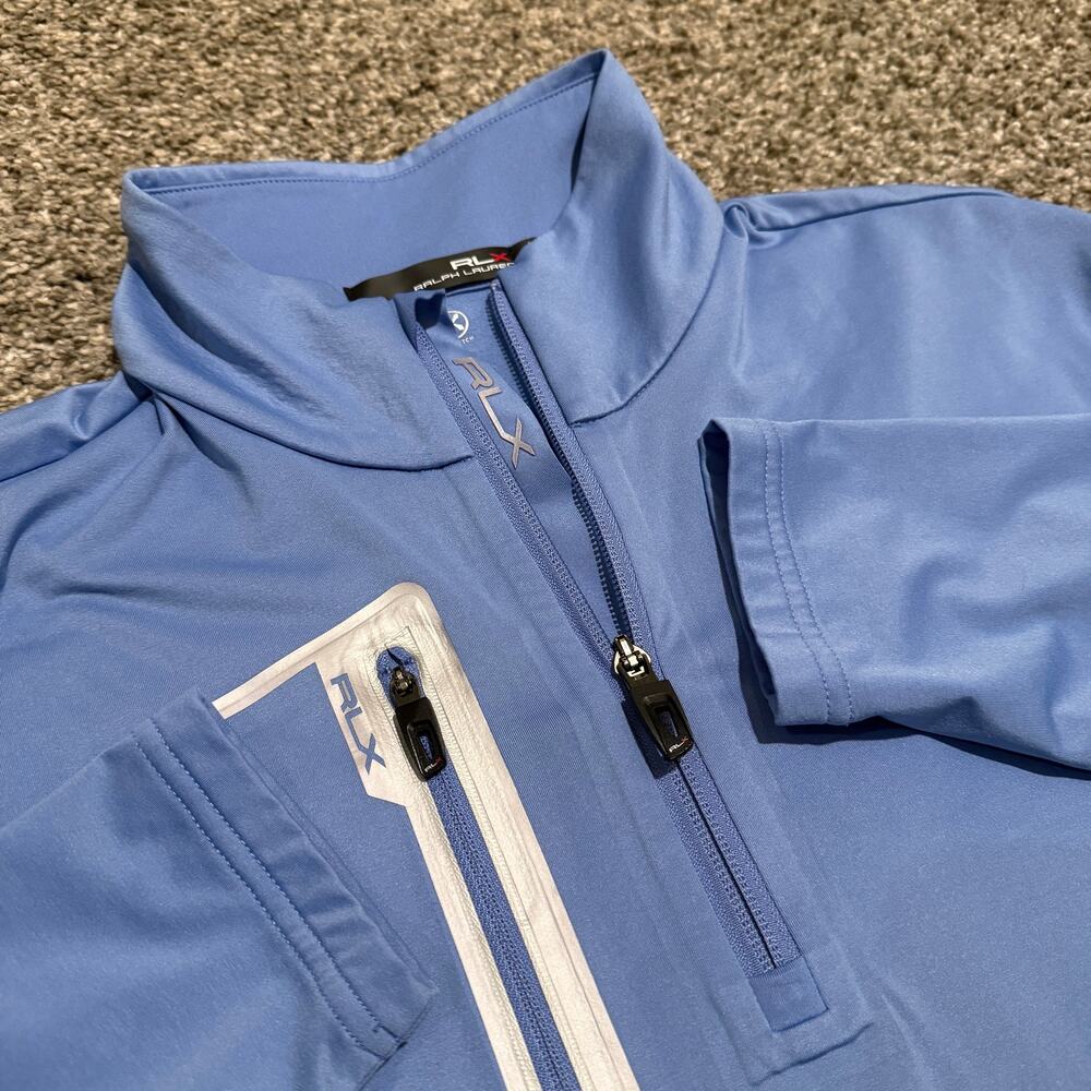 RLX Ralph Lauren Luxury Performance Jersey 1/4 Zip Mens M Blue Golf